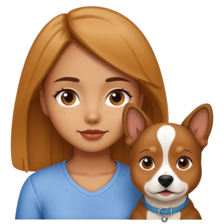 girl and dog posing cute emoji