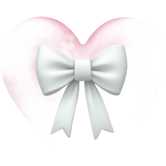 Pastel pink heart with white bow emoji