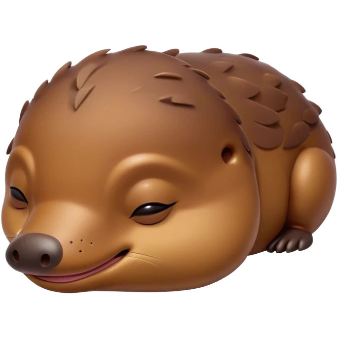 Meme-Worthy Cute Sleeping Platypus Portrait Emoji, Head resting peacefully with a contented smile, showcasing a unique, streamlined build and a luxuriously soft brown fur, eyes shut in a serene, restful float, Simplified yet hilariously adorable features, highly detailed, glowing with a soft, drowsy light, high shine, relaxed and utterly lovable, stylized with an air of playful laziness, bright and heartwarming, soft glowing outline, capturing the essence of a comically sleepy platypus, so meme‐worthy it feels like it could instantly become the next viral sensation of adorable slumber! emoji