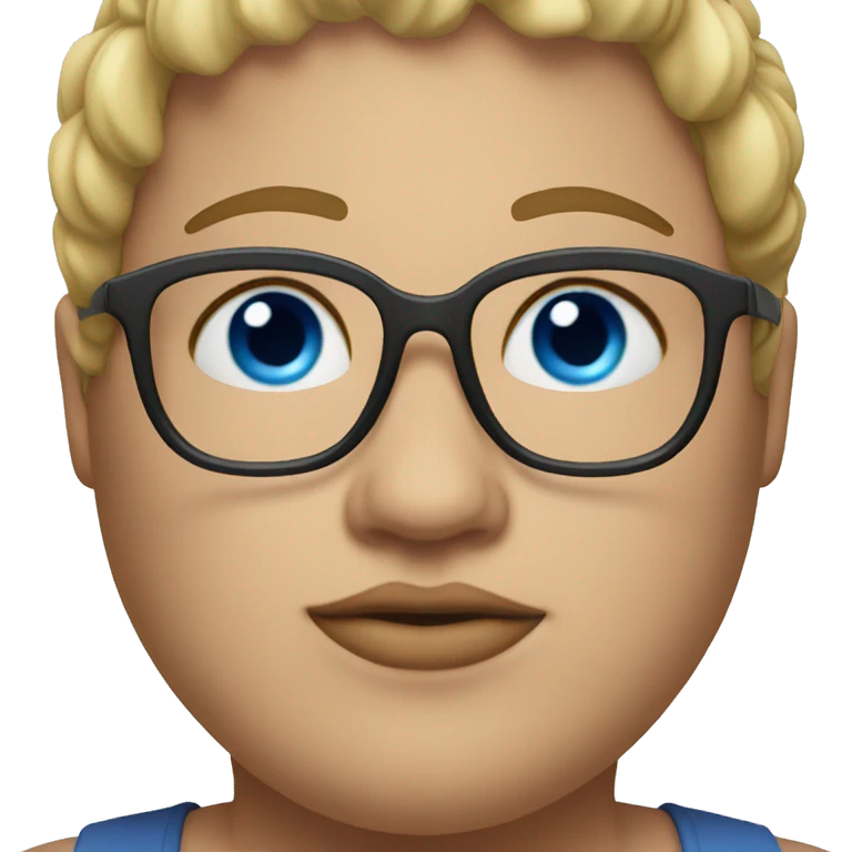 Overweight woman blue eyes glasses emoji