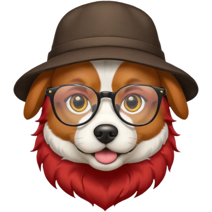 dog with red hair and glassess and hat emoji