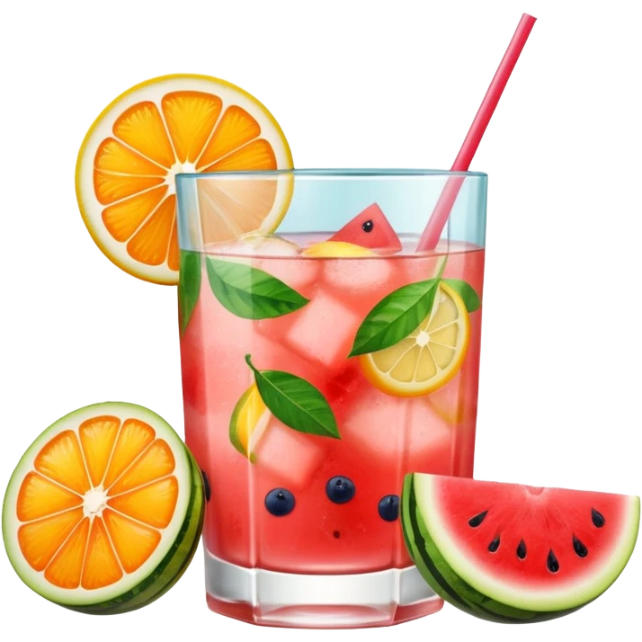 summer cocktail with lemon, watermelon, orange emoji