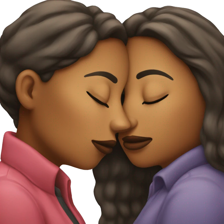 Two women smooching that look different emoji