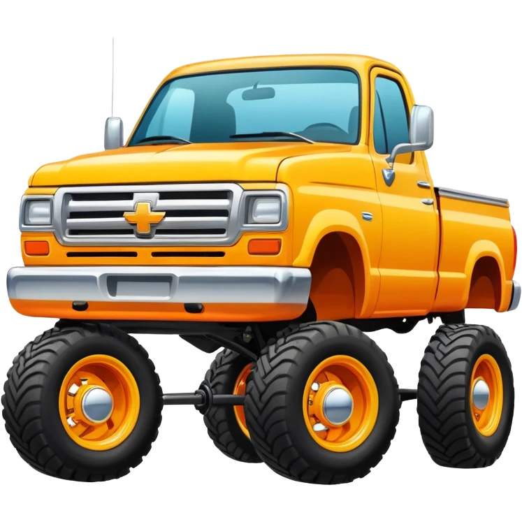 squatted truck with exaggerated lifted front and lowered rear, bold and playful style emoji