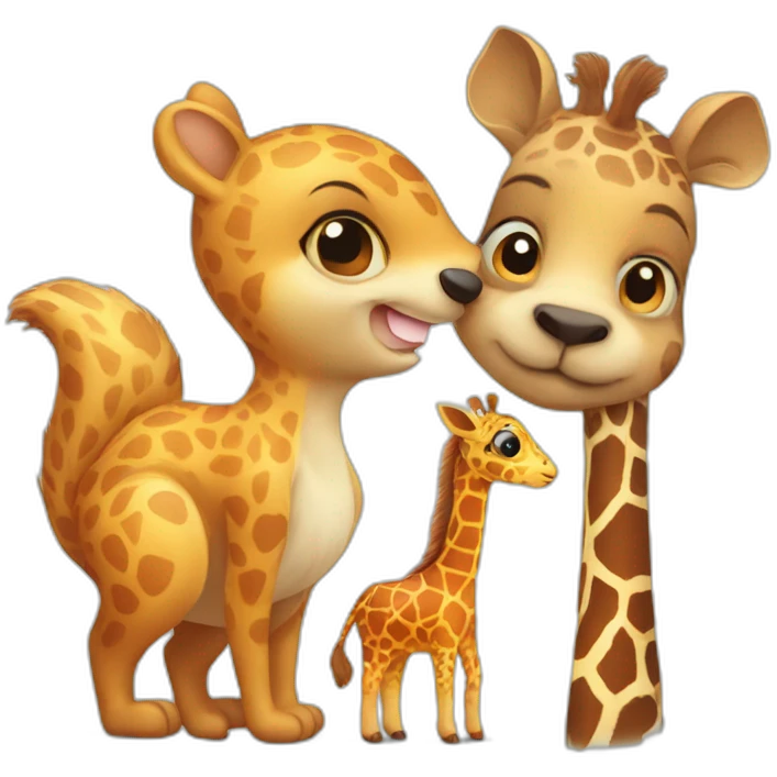 Squirrel and  giraffe in love    emoji