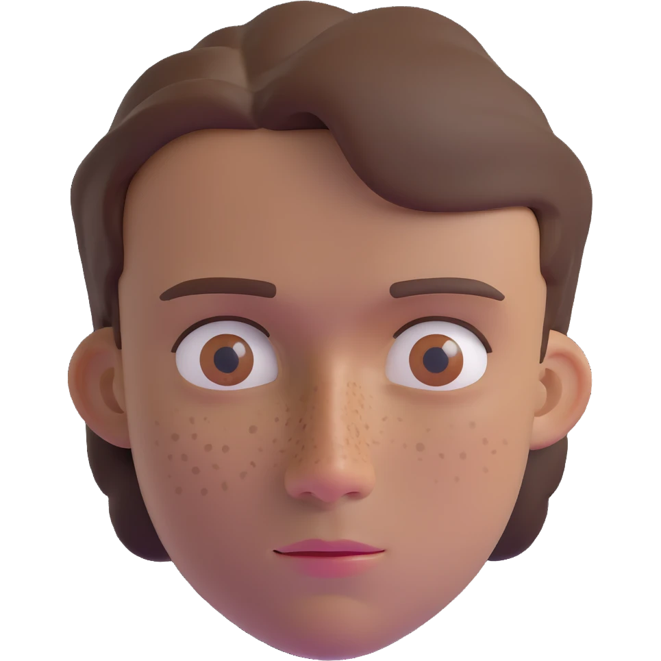 Polish man with medium length brown hair and freckles around his left eye emoji