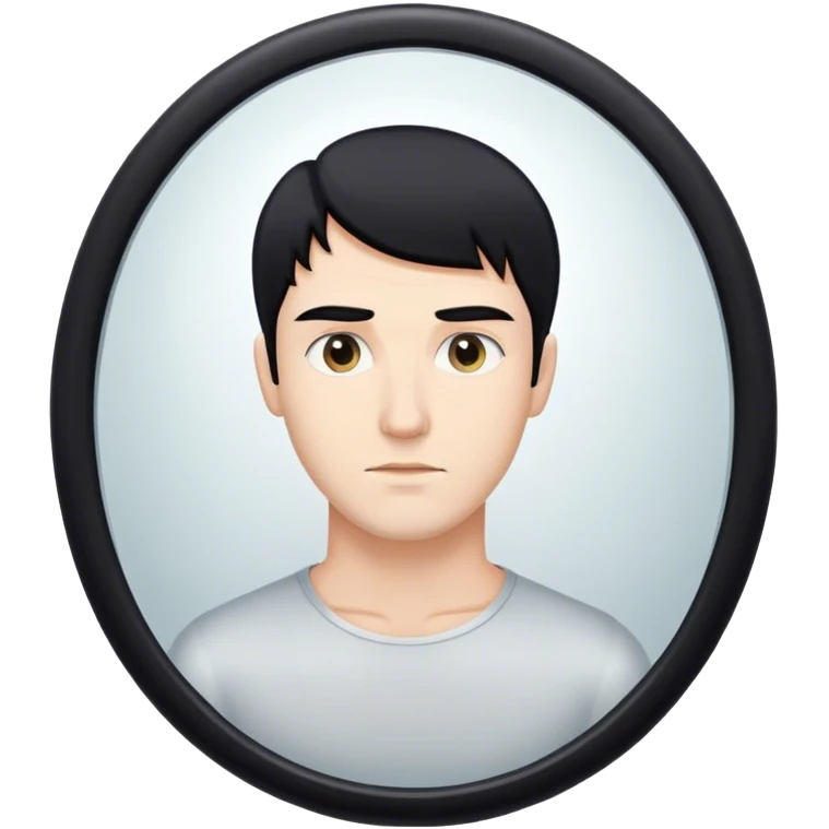 person black hair caucasian man looking at me through a mirror. standing there emoji