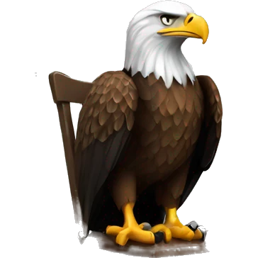 eagle sitting on the chair, drinking tea emoji