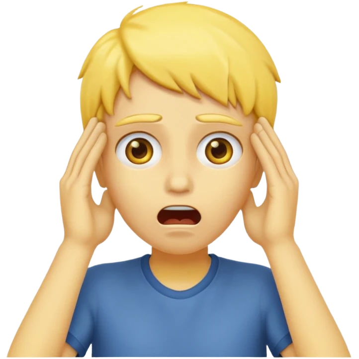 Shocked face hands on head 2d yellow face  emoji