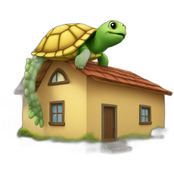 une tortue sur le  toi d'une maison emoji