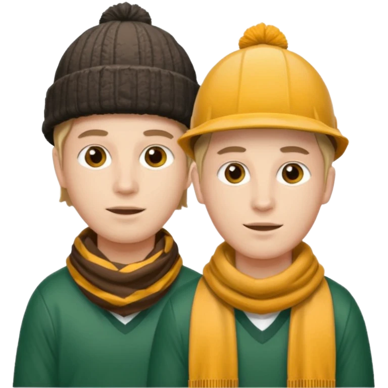 one person with two heads: with one head wearing a loggers hat and the other a football scarf emoji