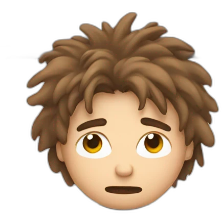 sleepy guy with brown messy hair on a computer emoji