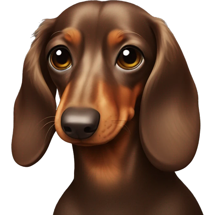 Dark Brown Long-haired dachshund in sweater  emoji