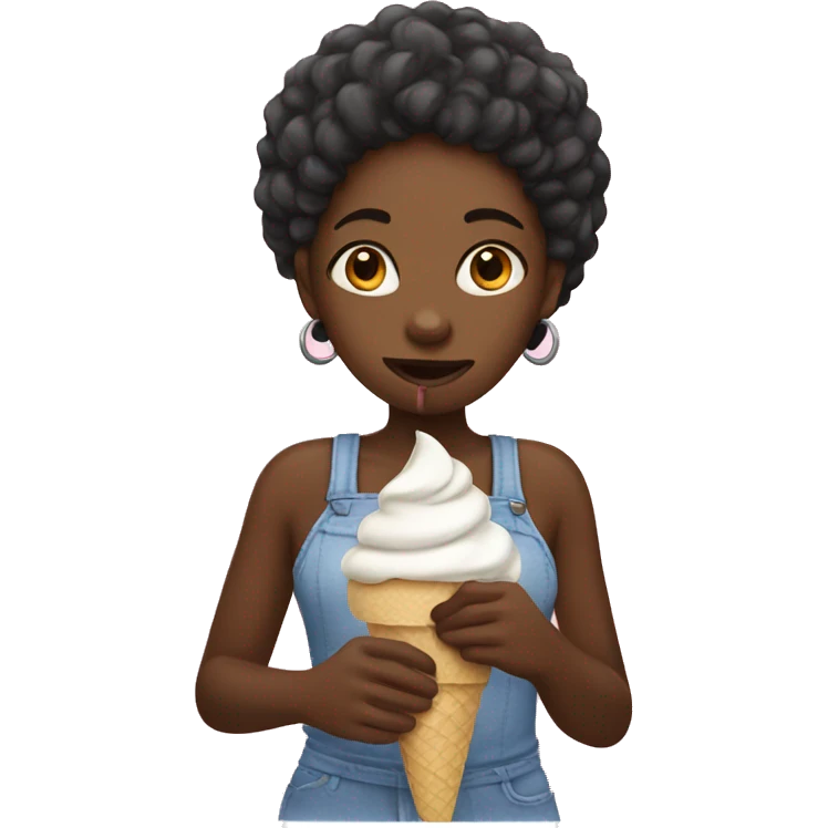 black girl eating ice cream emoji