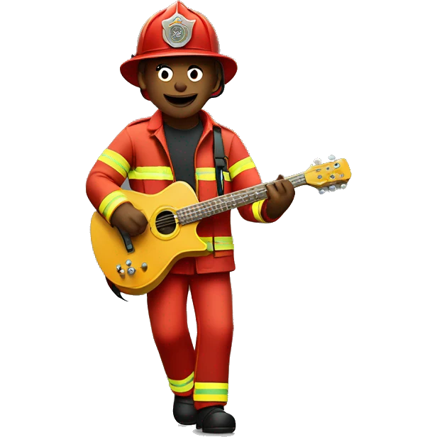 A firefighter jamming to music emoji