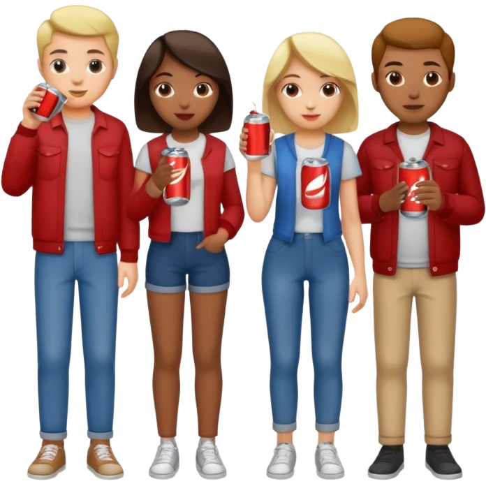 A group of thristy people having soda. emoji