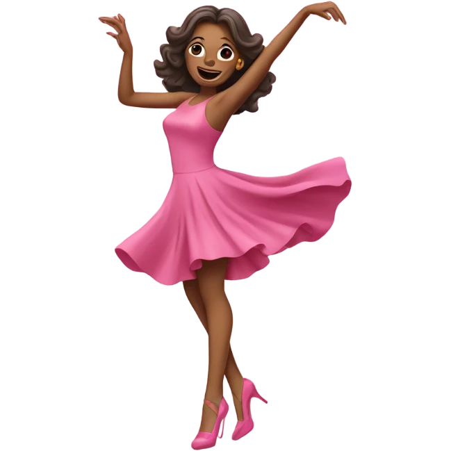 Woman dancing on high heels pink dress and pink shoes  emoji
