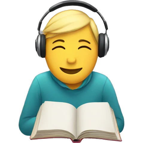 Reading with headphones on emoji