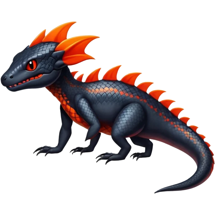 Colorful Dark Shiny Exotic Salandit-Quilava-Fakémon-hybrid-creature (full body)  emoji
