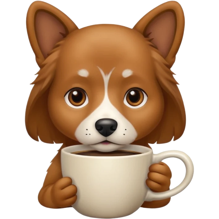 Dog with a cup of coffee emoji