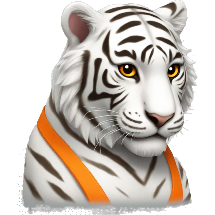 a white tiger playing in orange mu emoji