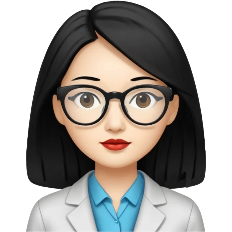 data scientist, chic dressed, asian woman, long black hair emoji