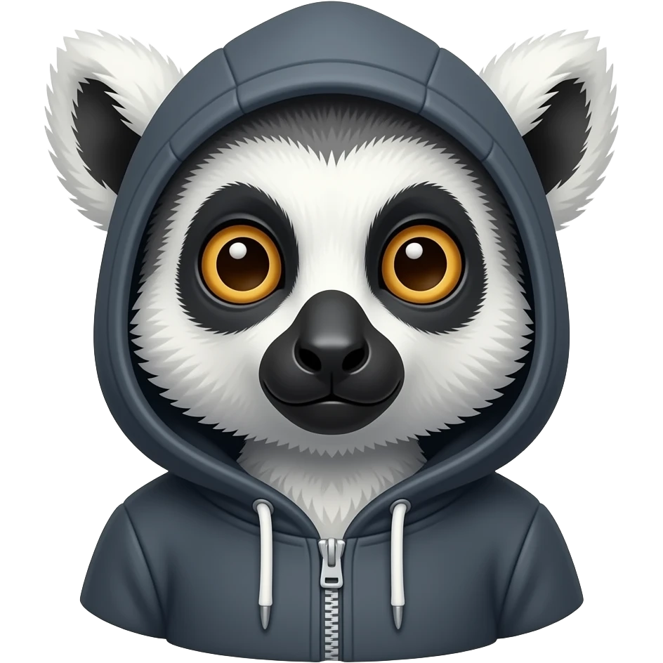 lemur bust in a hoodie emoji