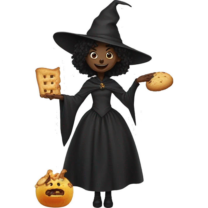 black witch with snack pet emoji