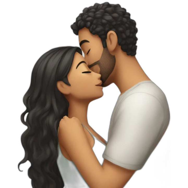 An arabic guy named mxy kissing a girl named remas with hair to her shoulders emoji