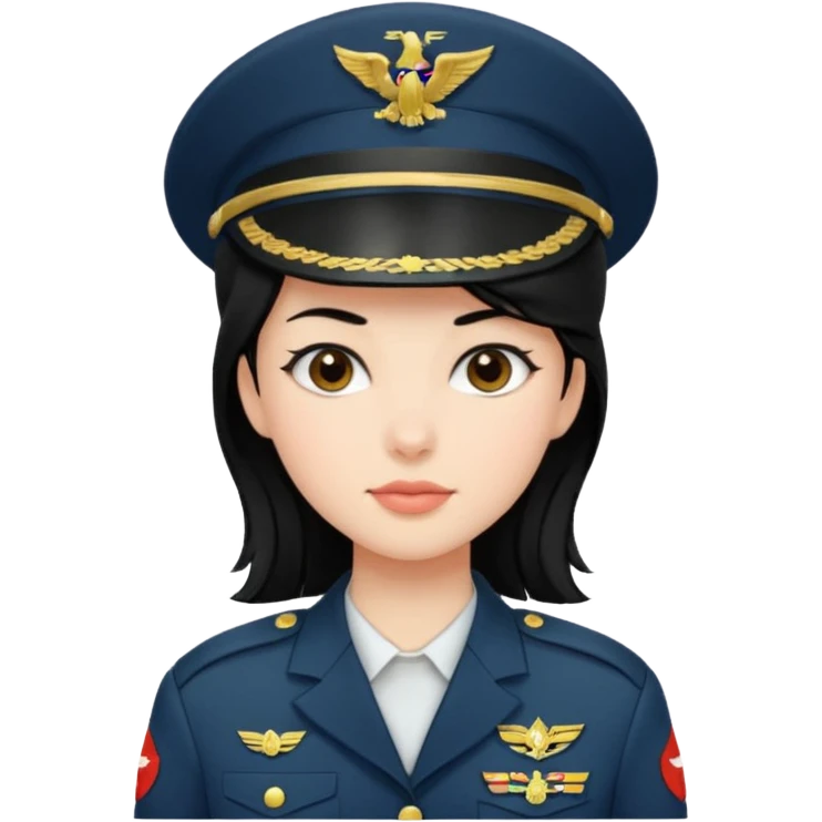 девушка с черными волосами в военной форме emoji