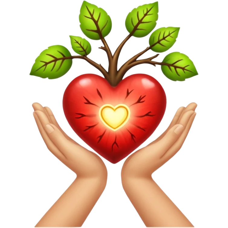 woodland spirit hands together glowing heart seed emoji