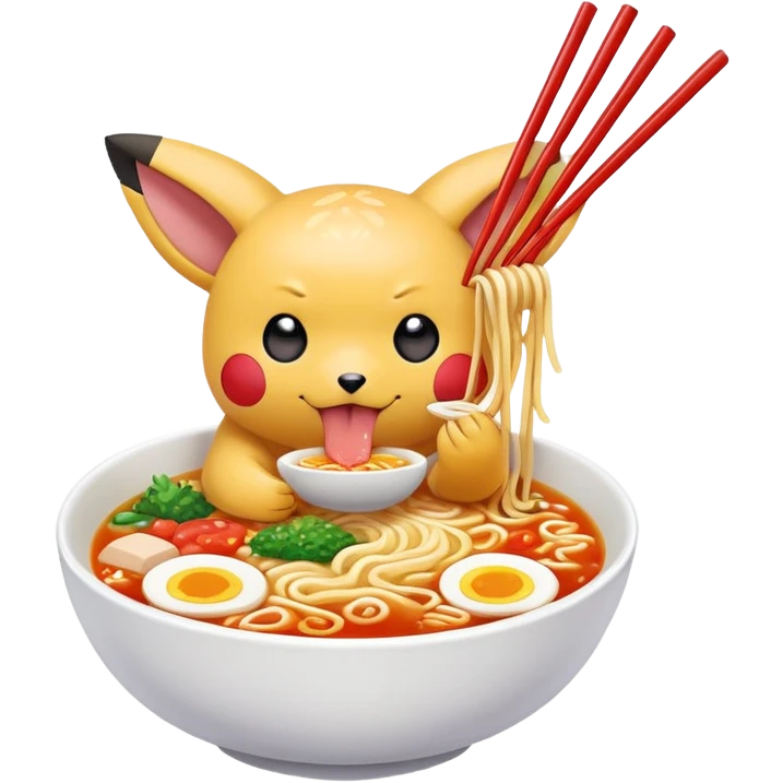Pokemon eating ramen emoji