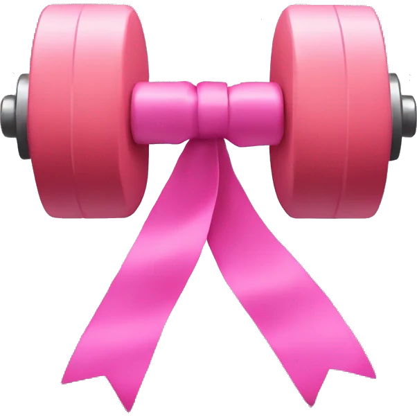 dumbbell with pink ribbon emoji
