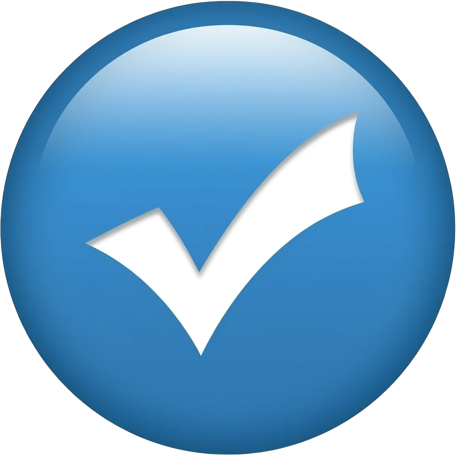 Make a emoji of blue  meta verified sign in circle all blue with only white tick emoji