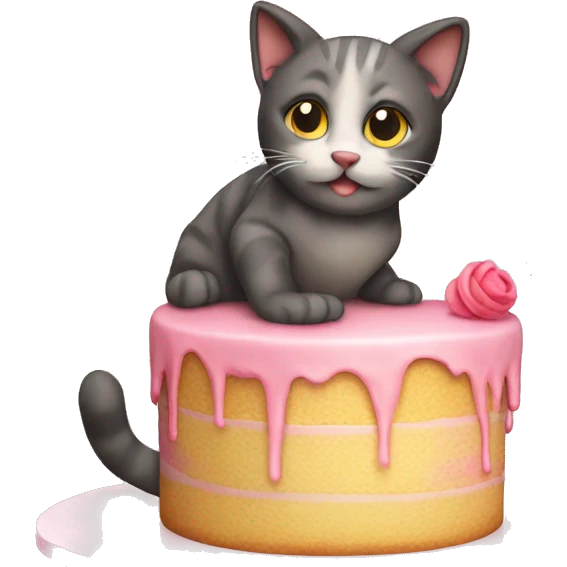 Cat sitting on cake emoji