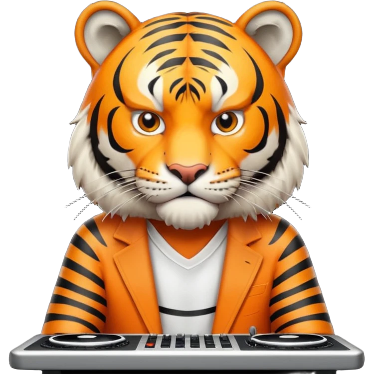 Un tigre enfadado con una mesa de dj  emoji