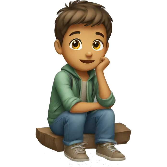 young boy sitting  emoji