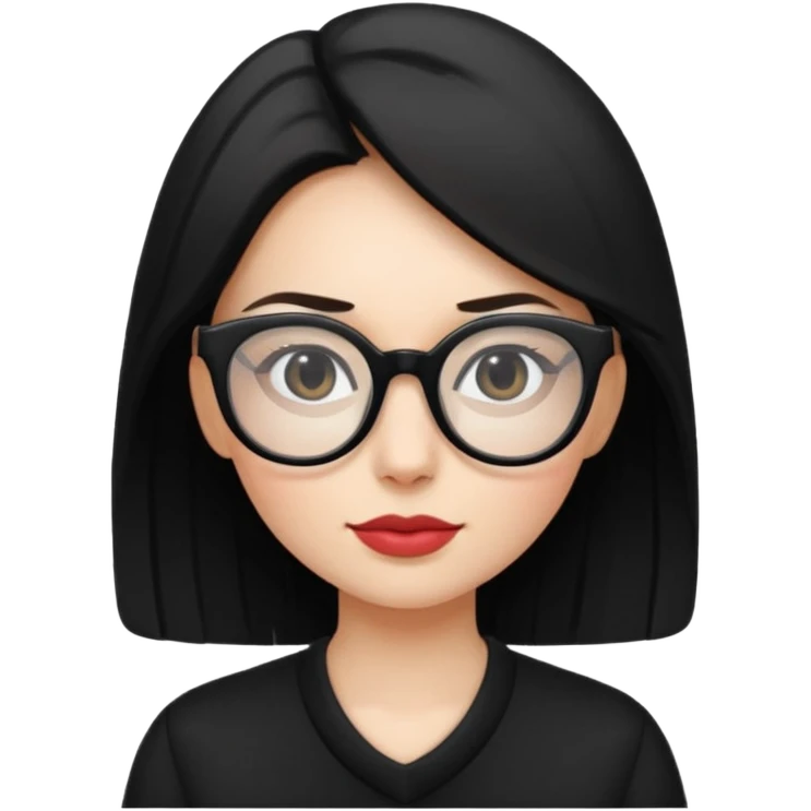 woman with big glasses,black wear emoji