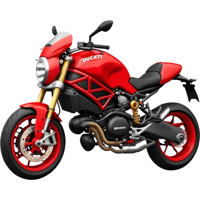 Ducati Monster motorcycle, simplified details, red and black color scheme, emoji style emoji