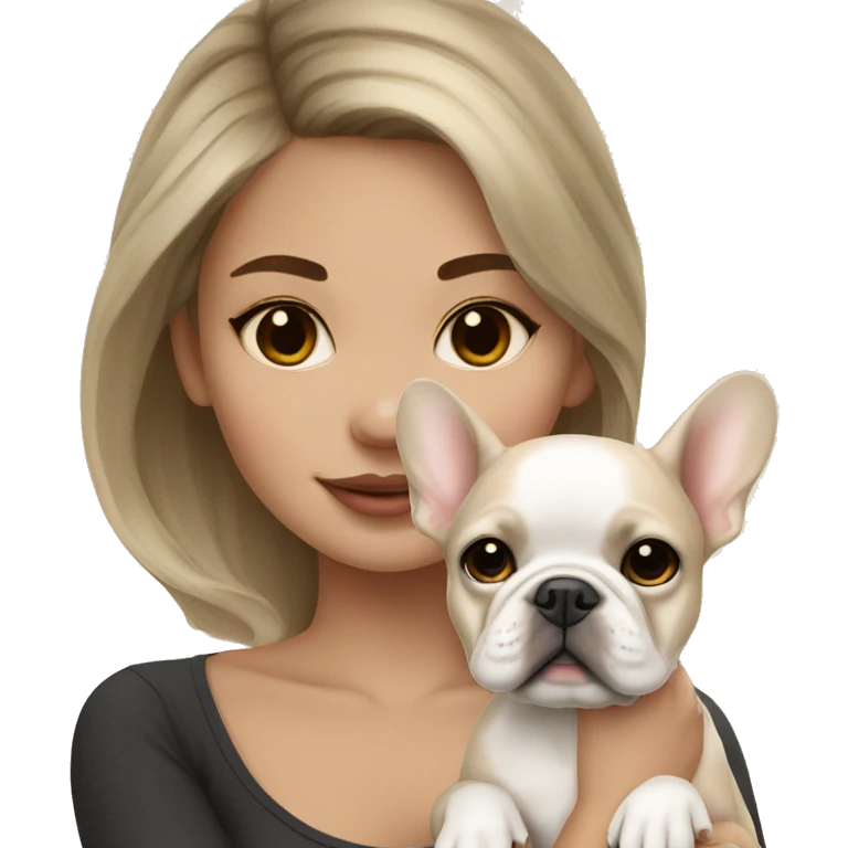 dreamy girl with beige but whiter French bulldog puppy emoji