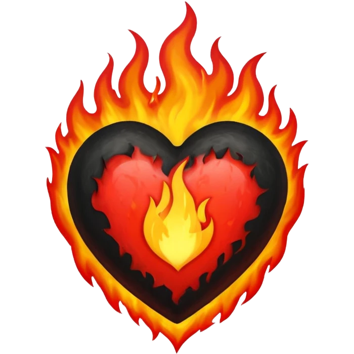 Black and red heart on fire emoji