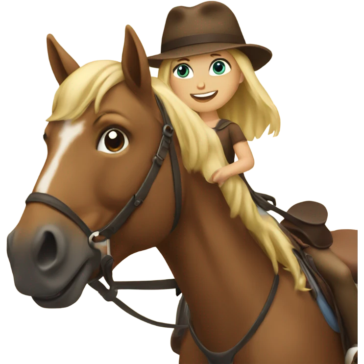 Blonde girl riding a brown horse emoji