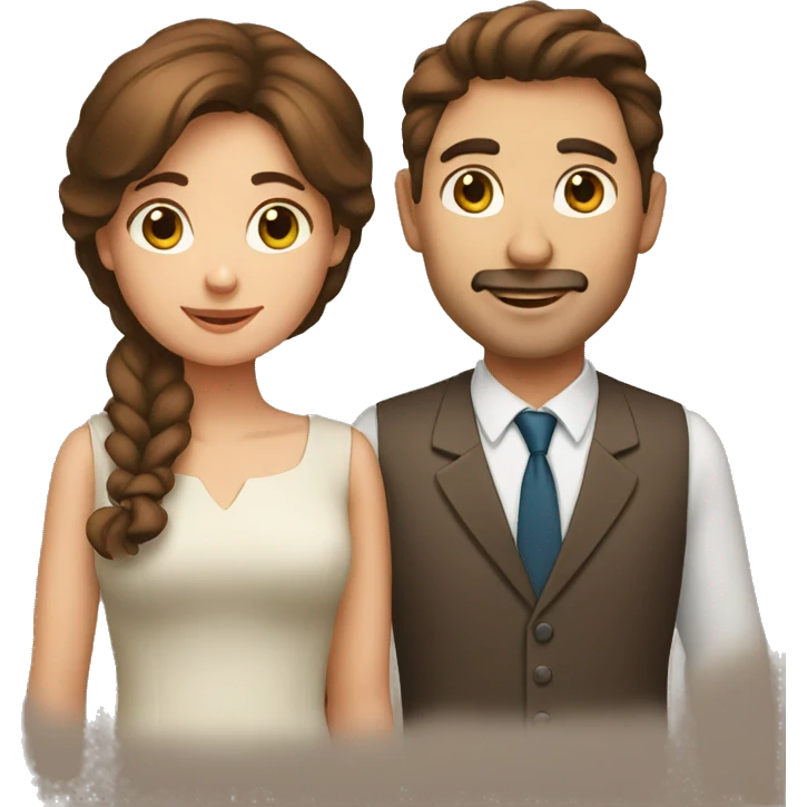 brown hair husband and wife emoji