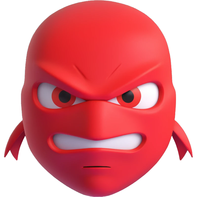 the face of the red ninja turtle in the movie Mutant Mayhem emoji
