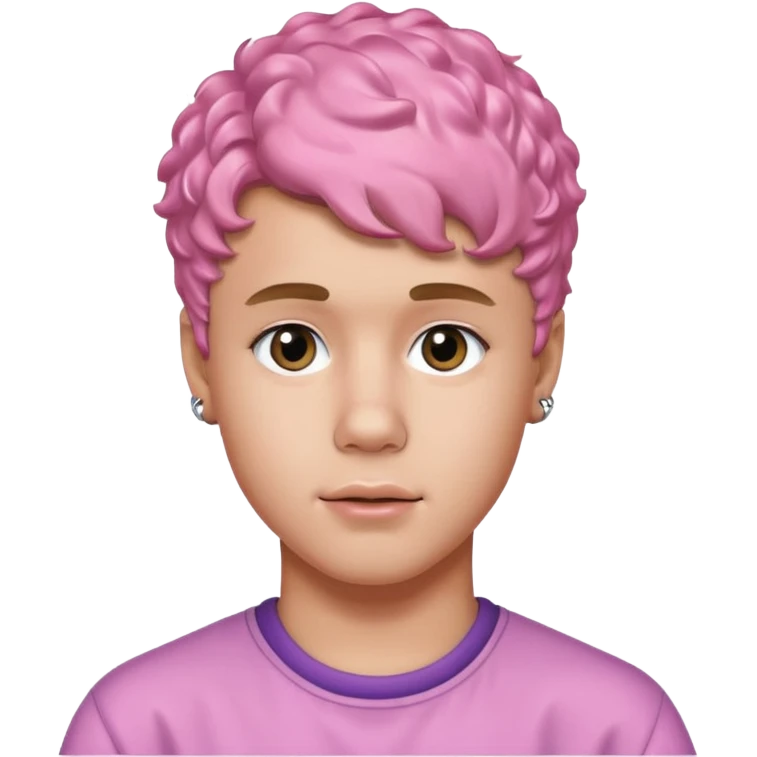 justin bieber with pink short curly hair emoji