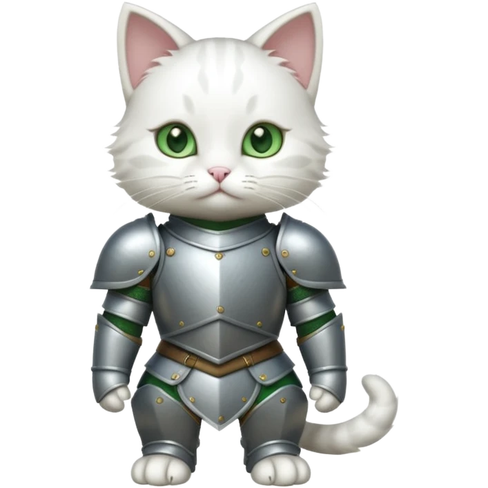 baby white cat in armor, full body emoji