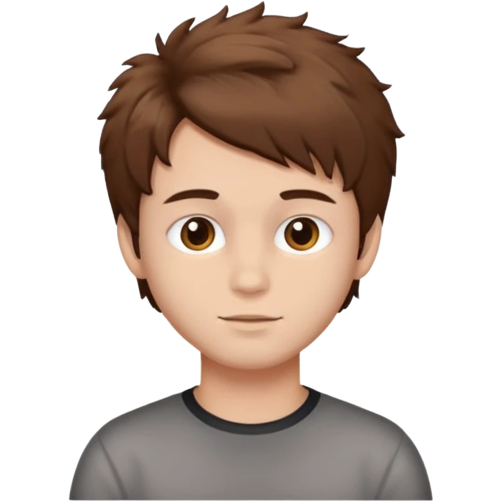 elevated texture powder, boy, fluffy, brown hair emoji