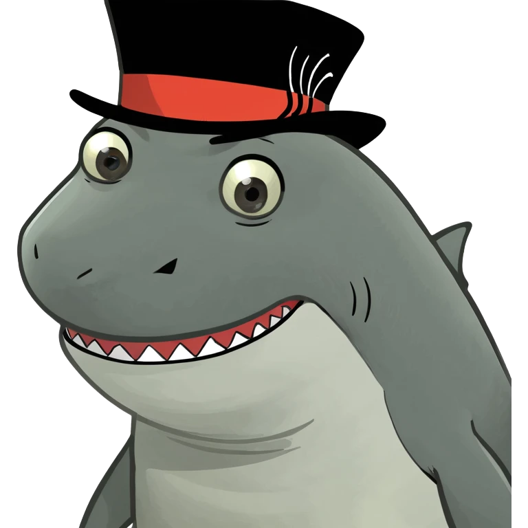 Shark with a top hat emoji