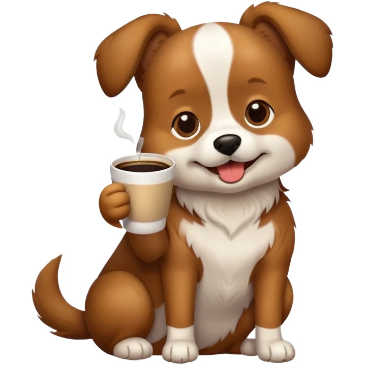 Dog drinking coffee emoji