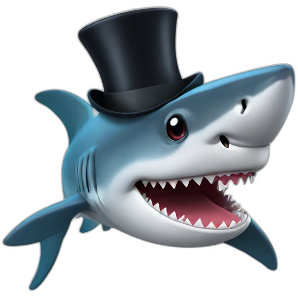 Shark with a top hat emoji